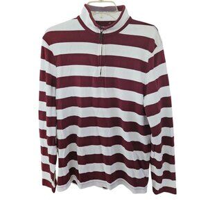 J. Crew Mens Medium 1/4 Zip Mock High Neck Striped Long Sleeve Shirt NEW